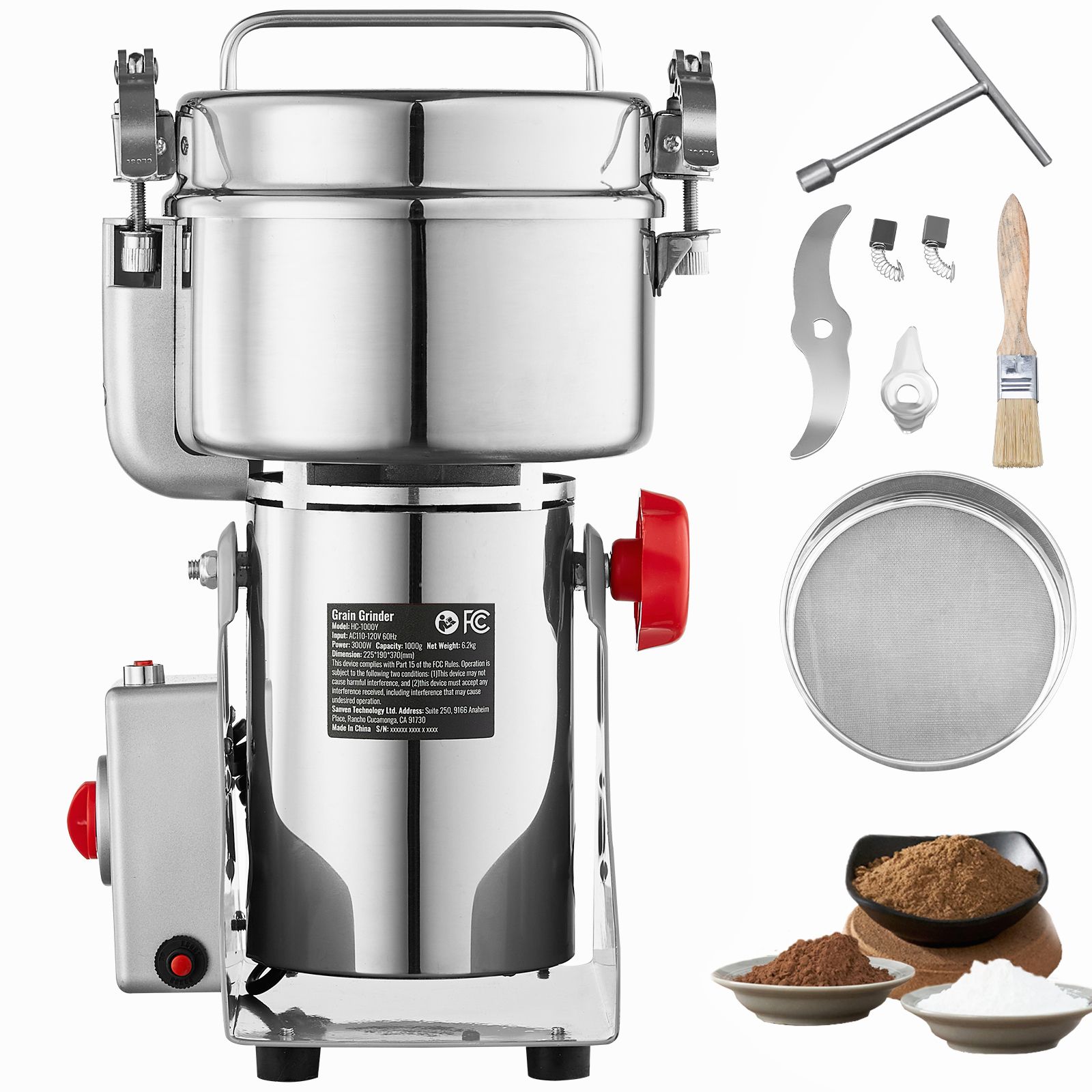 Spice Grinder Machine Commercial 1000G - Elektryczny młynek do ziaren 1000g, szybki,
