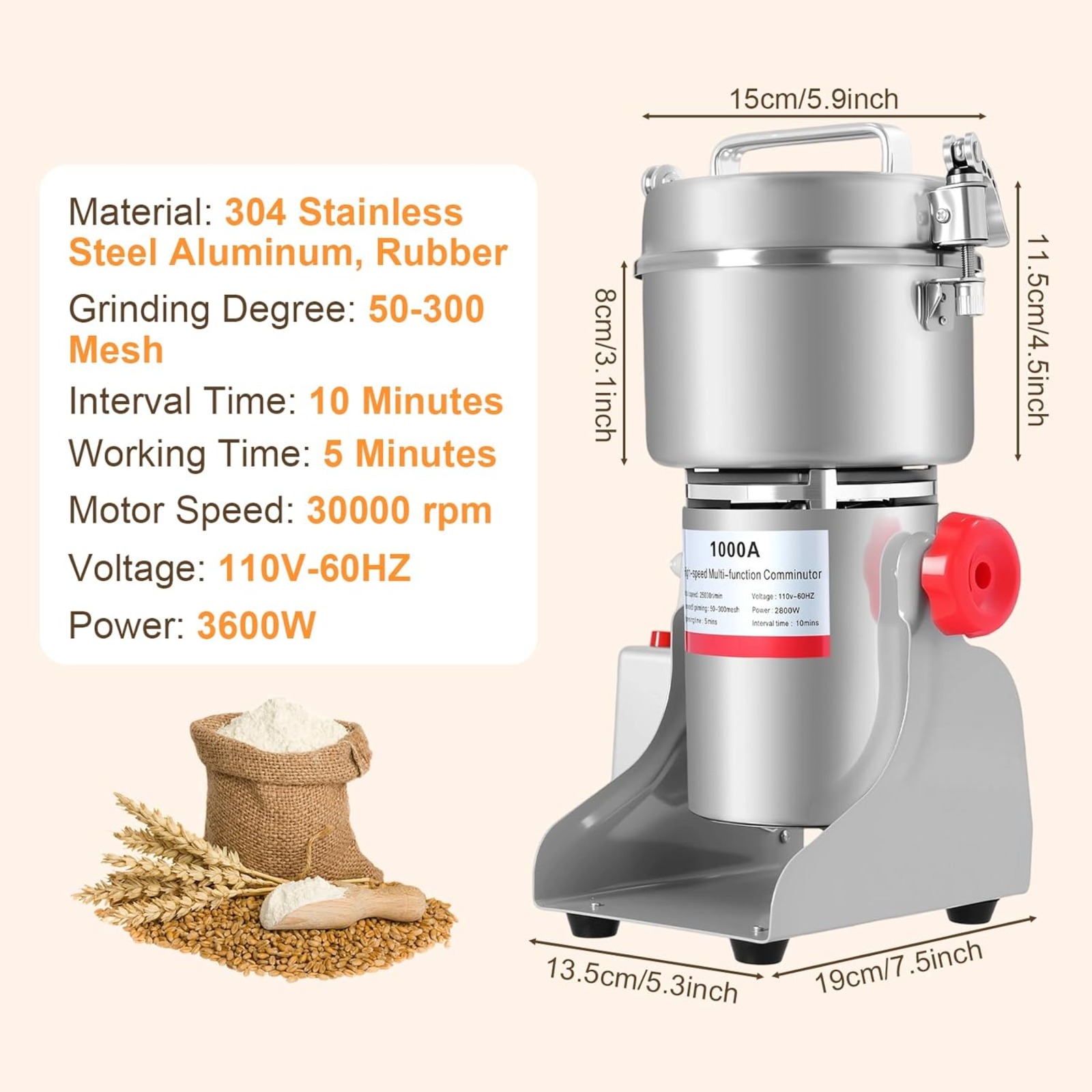 Elektryczny młynek do ziaren o – Dry Grain Grinder Stainless Steel recenzja i cena